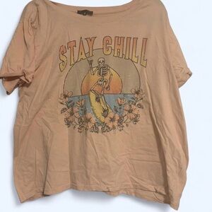 Stay Chill Graphic Short Sleeve Tee - Peach